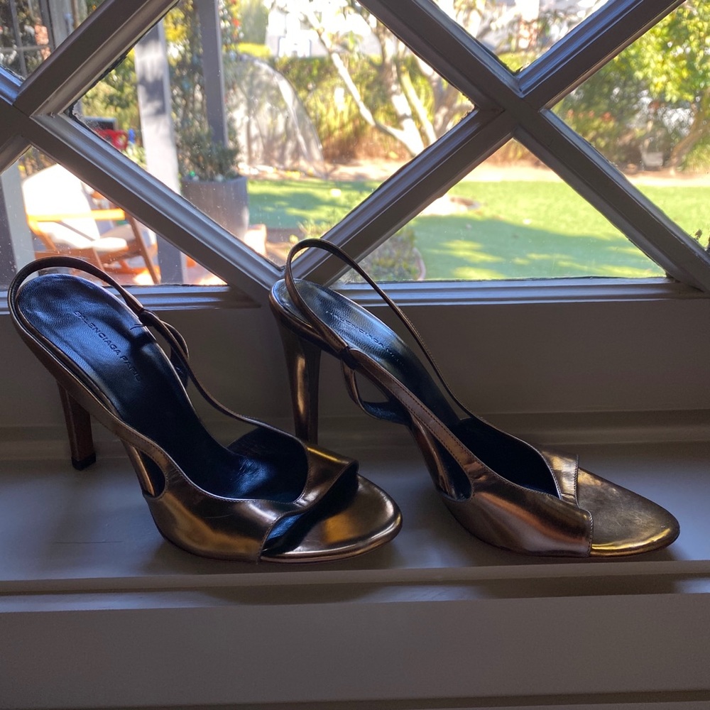Gold Balenciaga Stilettos